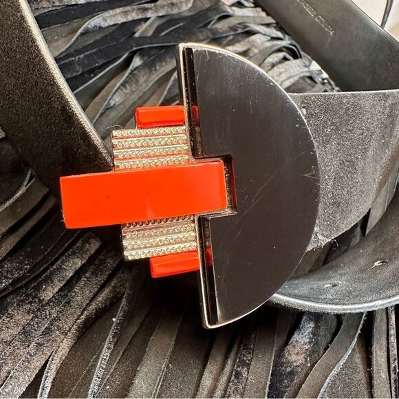 Ralph Lauren Collection Fall 2011 Black Suede Art Deco Inspired Buckle Belt - Picture 13 of 14